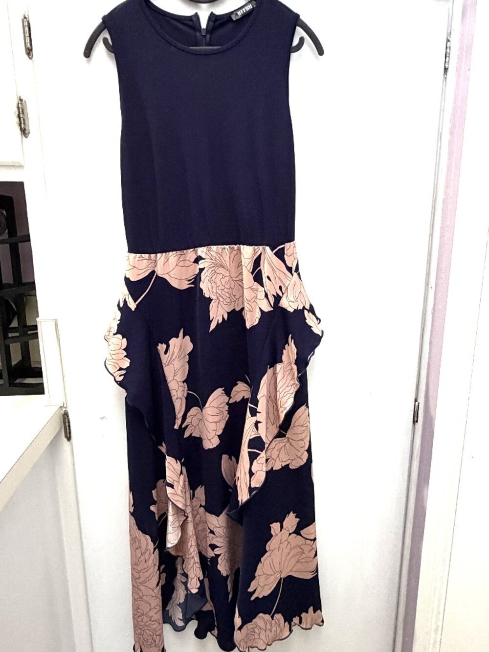 NWOT BTFBM Navy Blush Floral Ruffle Maxi Dress Size Medium